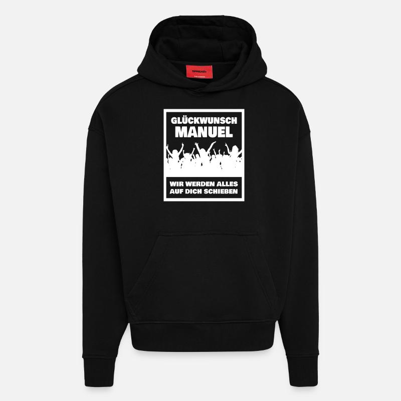 Manuel comme prénom - Sweat à capuche bio épais oversize fabriqué en UE - SOLID BLACK