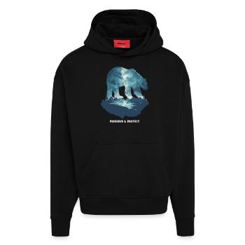 Preserrve & Protect Polar Bear Polar Bear - Hoodie- made by SPREAD  - SOLID BLACK - Front