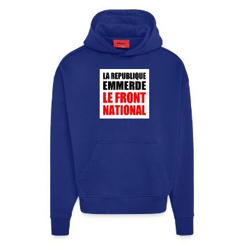 la republique emmerde le front national - Sweat à capuche bio épais oversize fabriqué en UE - Iconic Blue - Devant
