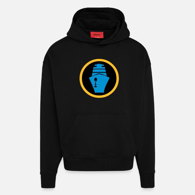 Navire | Croisière | Bac - Sweat à capuche bio épais oversize fabriqué en UE - SOLID BLACK