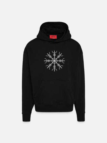 Helm of awe viking symbol - Hoodie- made by SPREAD  - SOLID BLACK