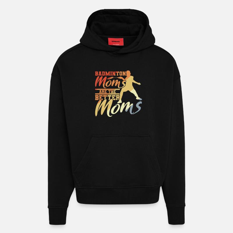 Mère de badminton - Sweat à capuche bio épais oversize fabriqué en UE - SOLID BLACK