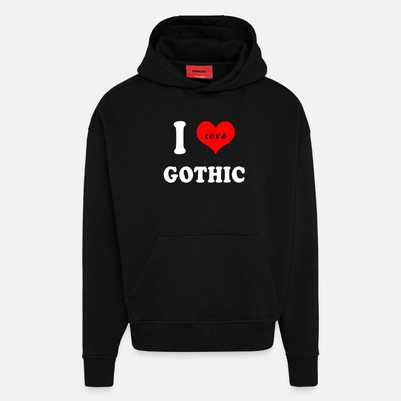 J'adore le gothique - Sweat à capuche bio épais oversize fabriqué en UE - SOLID BLACK