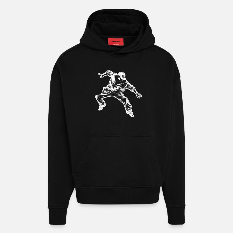 Breakdance Zeichnung - Hoodie- made by SPREAD - SOLID BLACK