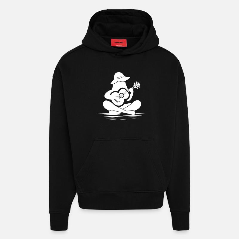 Female Ukulele Drawing - Hoodie- made by SPREAD  - SOLID BLACK