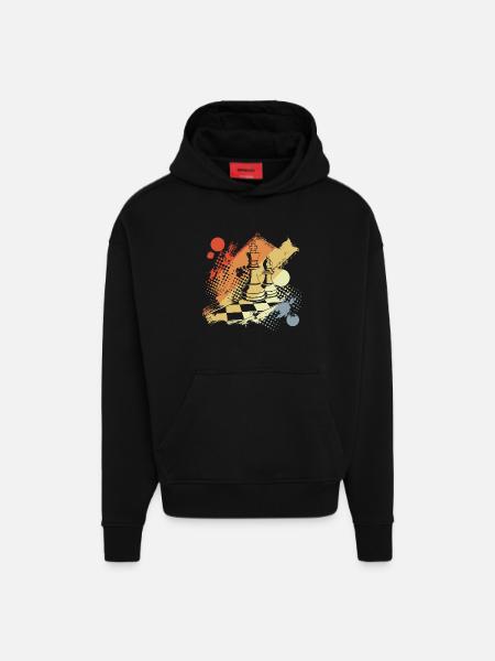 Chess queen and king - Hoodie- made by SPREAD  - SOLID BLACK