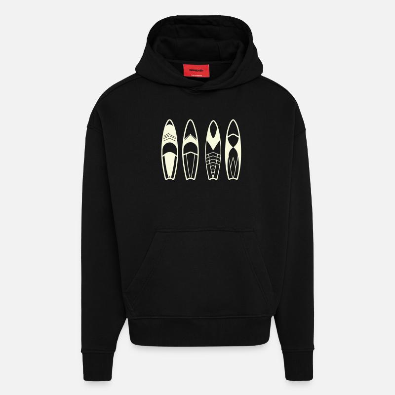 Minimalistische abstrakte Surfbretter - Hoodie- made by SPREAD  - SOLID BLACK
