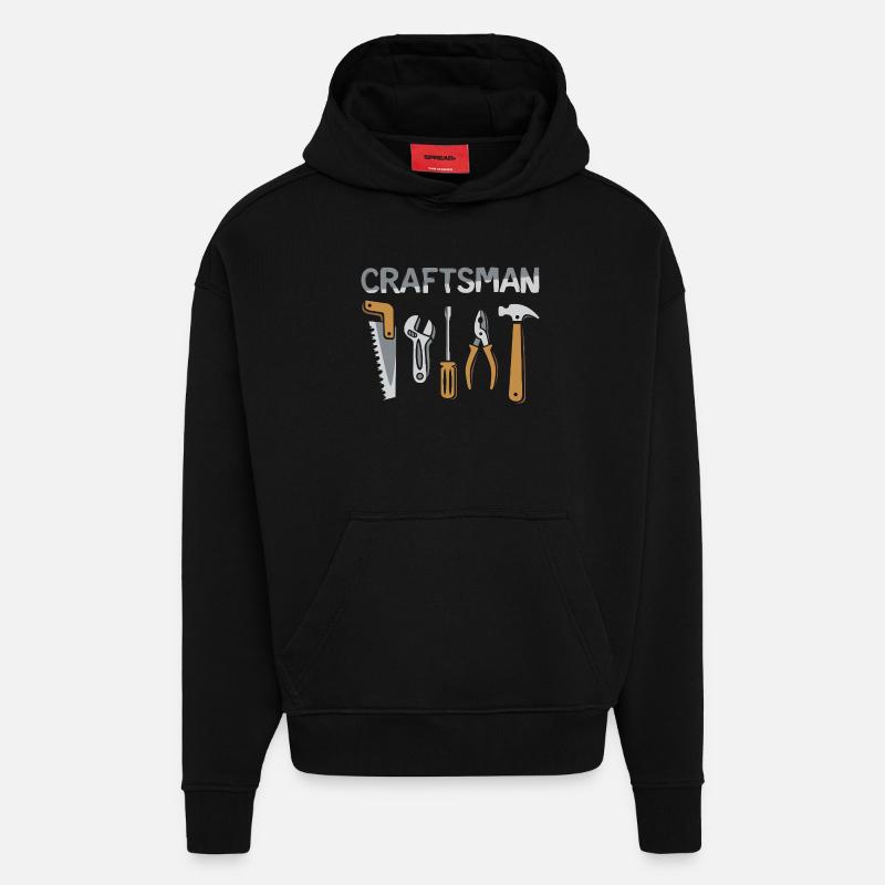 Outils d’artisan Craftsman Design - Sweat à capuche bio épais oversize fabriqué en UE - SOLID BLACK