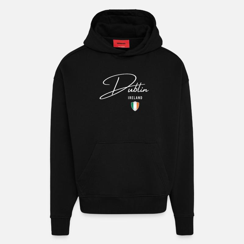 Dublin Irlande, design élégant Dublin - Sweat à capuche bio épais oversize fabriqué en UE - SOLID BLACK