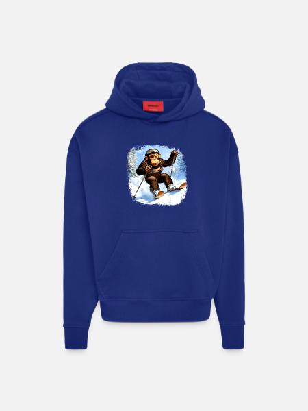Monkey Ski / Skier Monkey - Hoodie- made by SPREAD  - SOLID BLACK