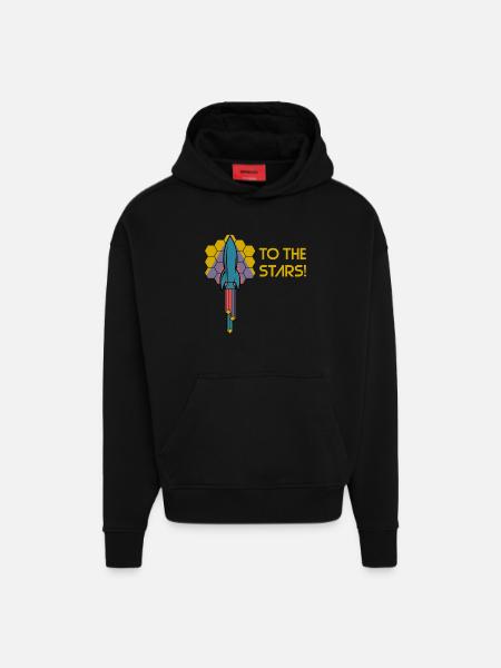 Aux étoiles ! - Sweat à capuche bio épais oversize fabriqué en UE - SOLID BLACK