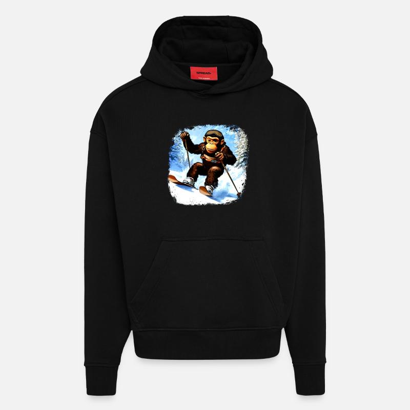 Ski de singe - Sweat à capuche bio épais oversize fabriqué en UE - SOLID BLACK