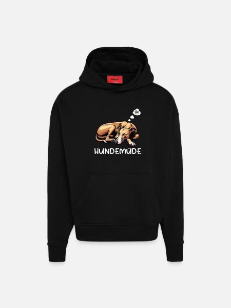 Hundemüde Whippet Windhund Whippets Whippethalter - Hoodie- made by SPREAD - SOLID BLACK