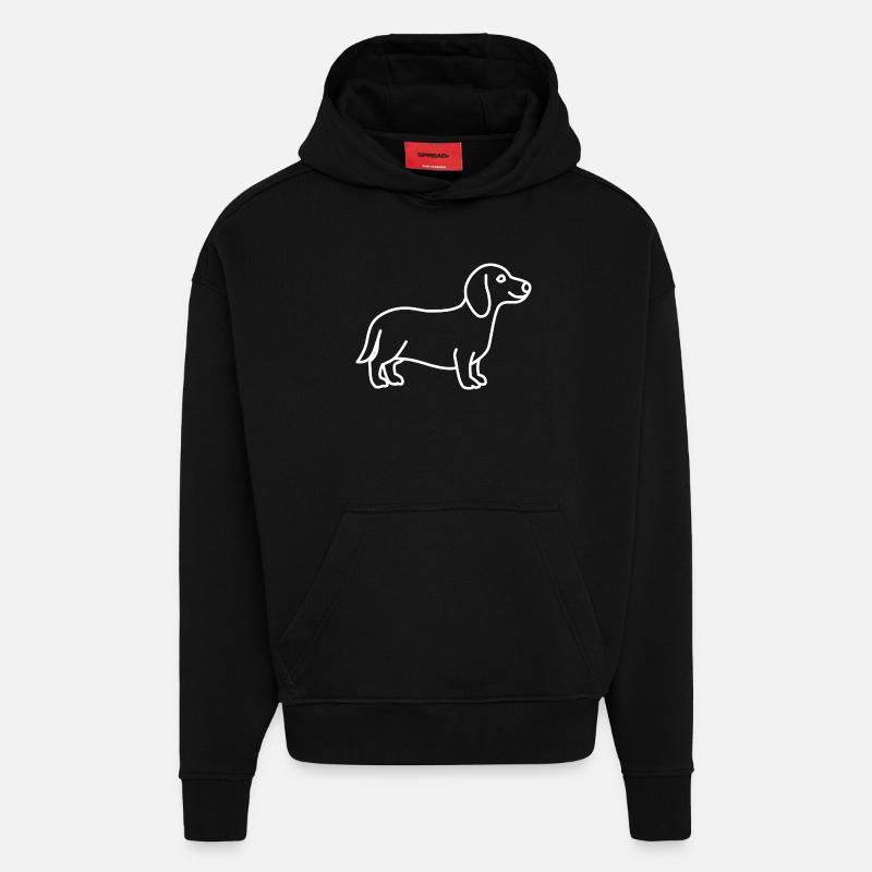 Blanc teckel - Sweat à capuche bio épais oversize fabriqué en UE - SOLID BLACK
