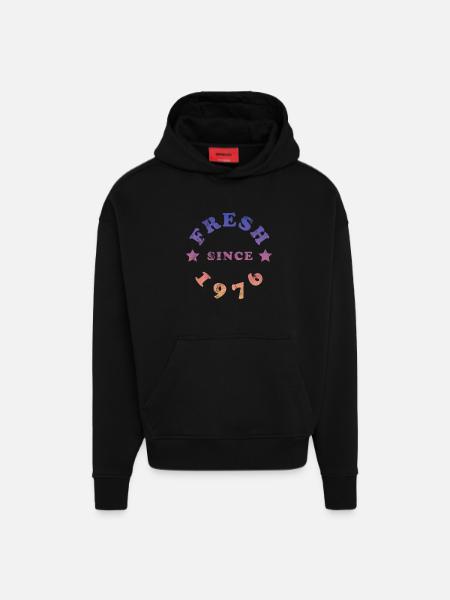Millésime 1976 - Sweat à capuche bio épais oversize fabriqué en UE - SOLID BLACK