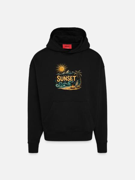 Never Miss A Sunset Surf Beach - Hoodie- made by SPREAD  - SOLID BLACK