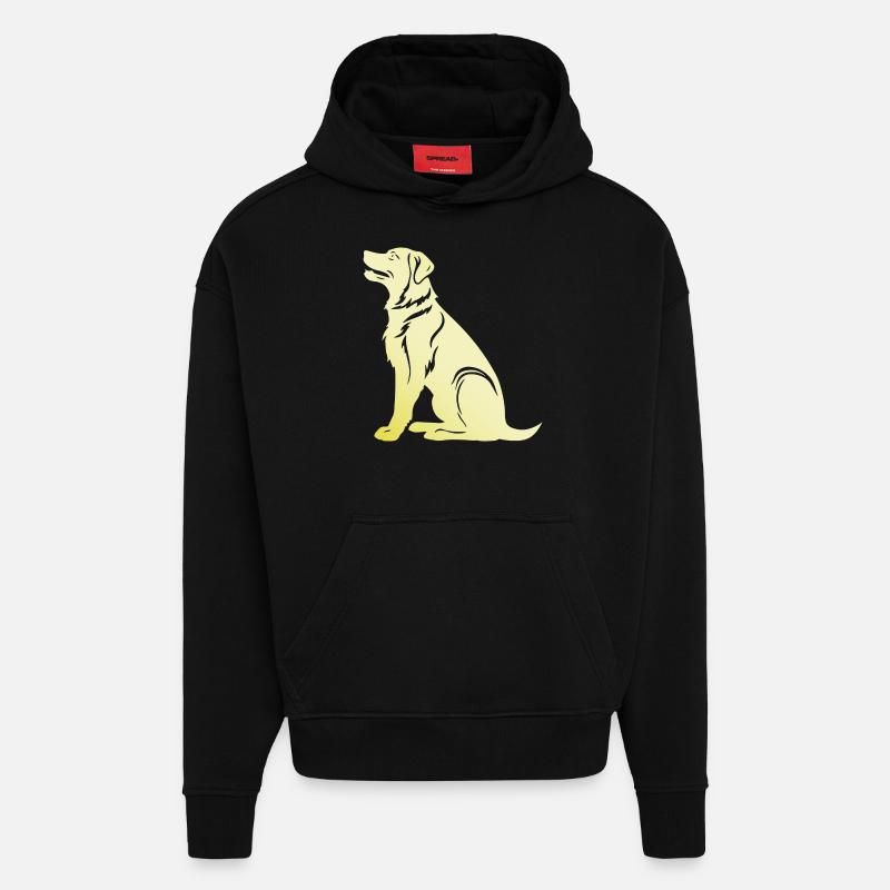 Silhouette de chien samoyède - Sweat à capuche bio épais oversize fabriqué en UE - SOLID BLACK