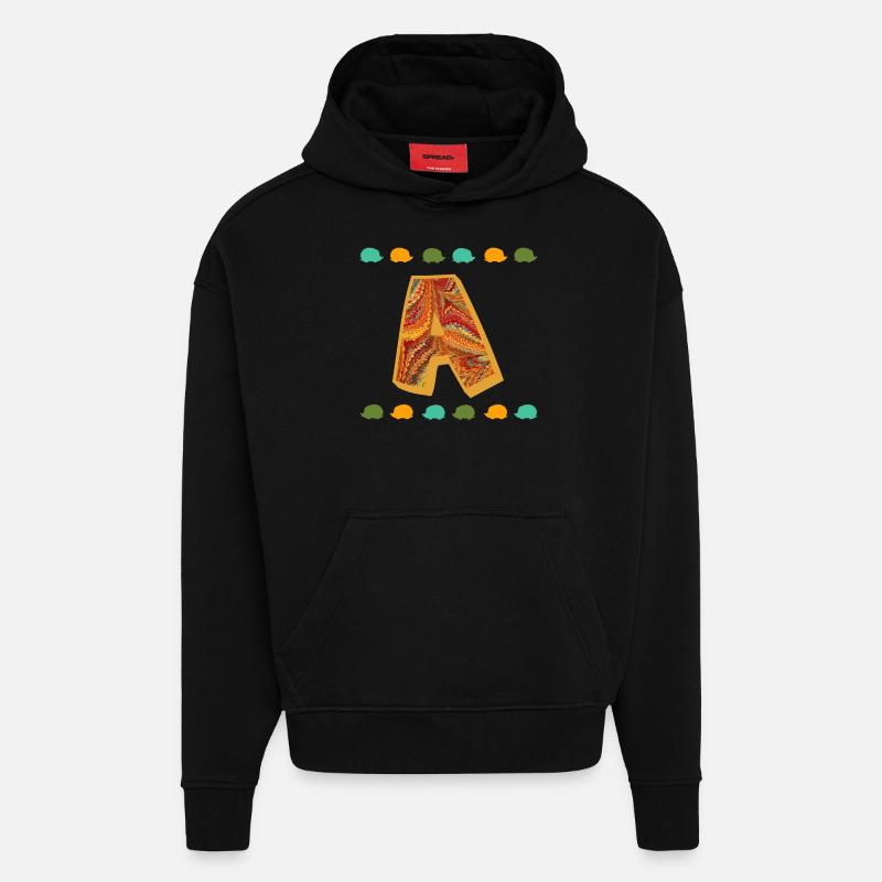 Hérisson E 22 A - Sweat à capuche bio épais oversize fabriqué en UE - SOLID BLACK