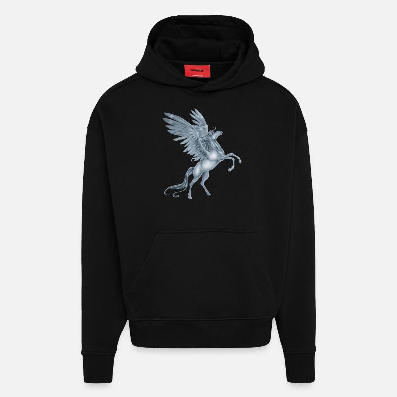 élevage Pegasus - Sweat à capuche bio épais oversize fabriqué en UE - SOLID BLACK