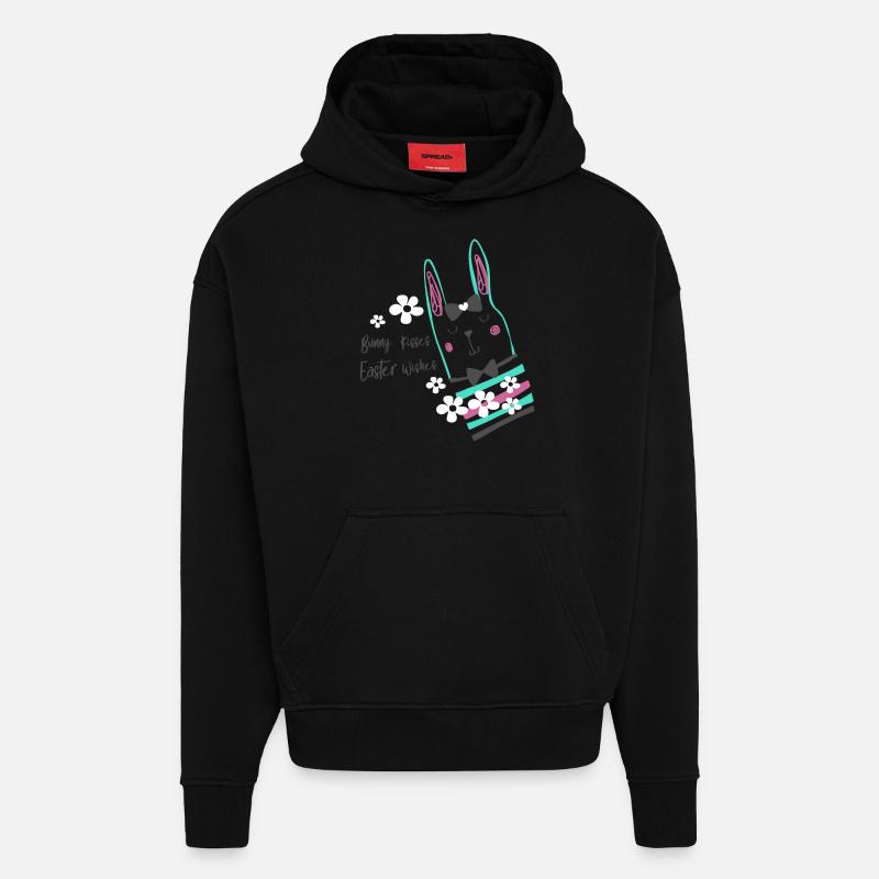 bunny bisous - Sweat à capuche bio épais oversize fabriqué en UE - SOLID BLACK