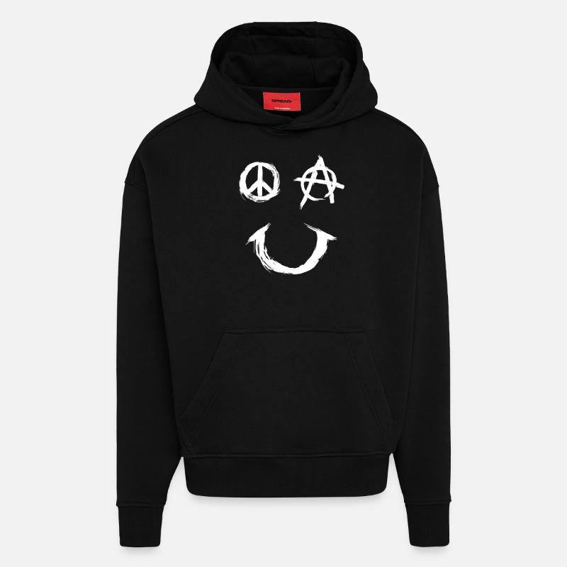 Pace Anarchy Smiley - Hoodie- made by SPREAD  - SOLID BLACK