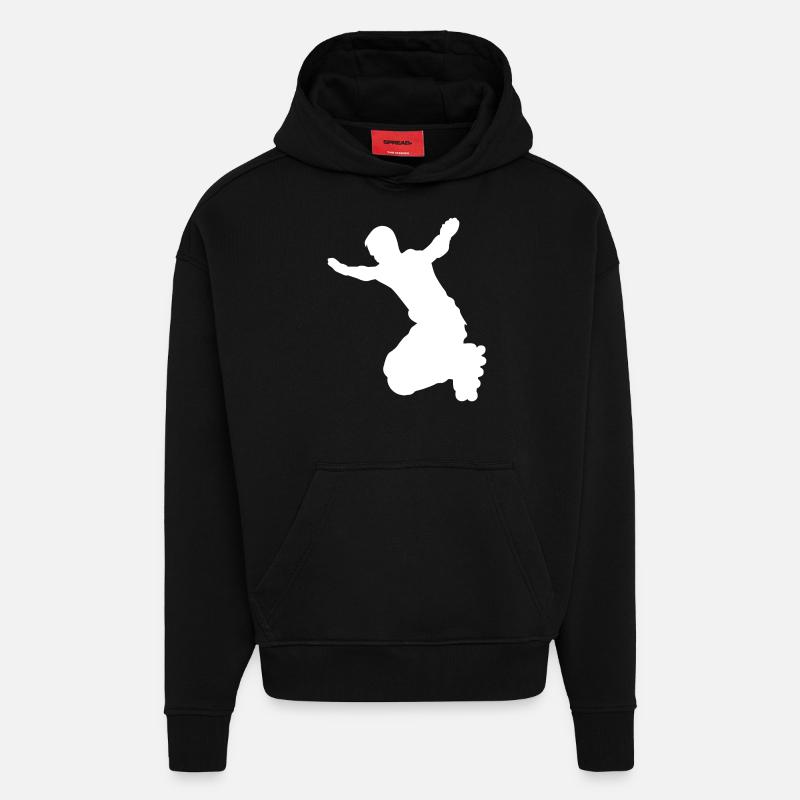 Patins rollers rollers patins - Sweat à capuche bio épais oversize fabriqué en UE - SOLID BLACK