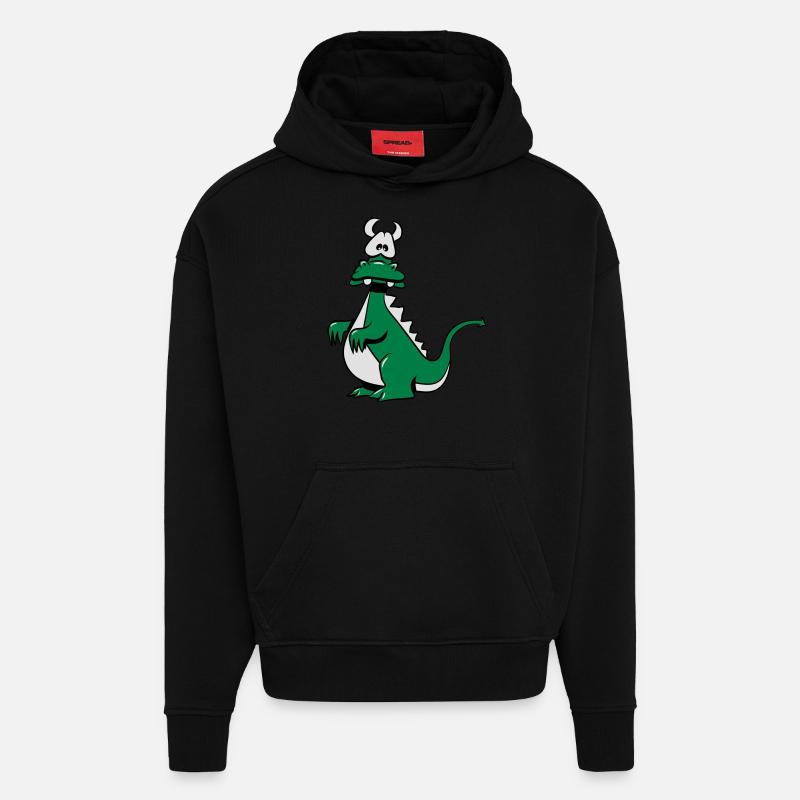 Dragon drôle - Sweat à capuche bio épais oversize fabriqué en UE - SOLID BLACK