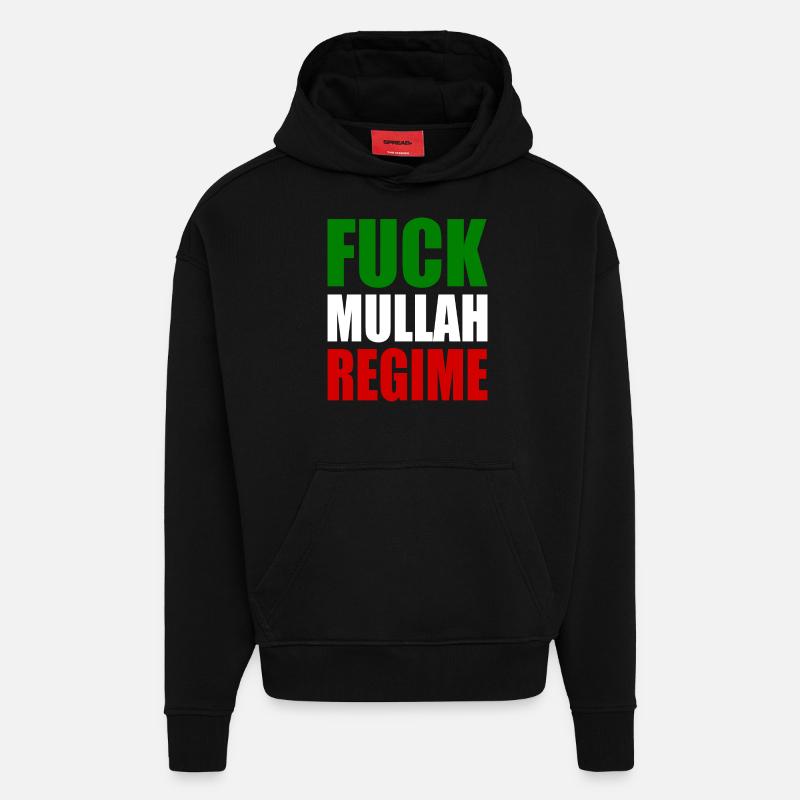 Fuck mullah regime iran - Hoodie- made by SPREAD  - SOLID BLACK