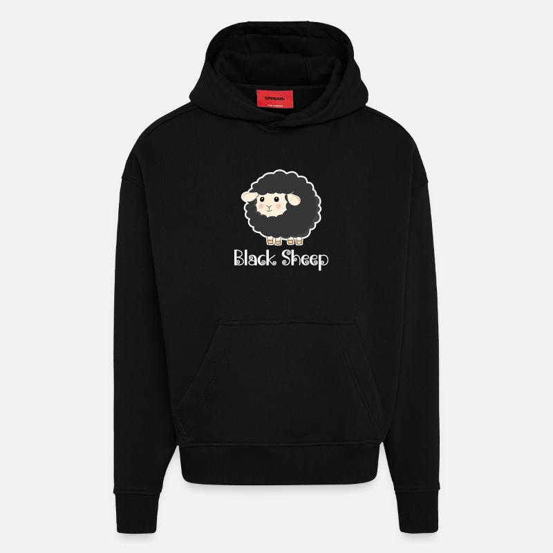 Mouton noir - Sweat à capuche bio épais oversize fabriqué en UE - SOLID BLACK