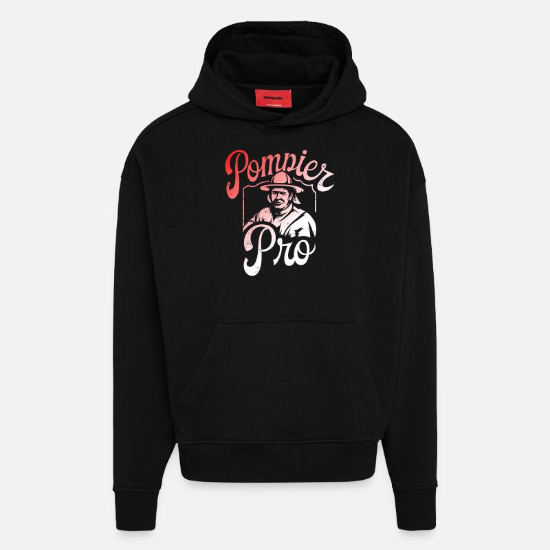 Pompier Pro - Sweat à capuche bio épais oversize fabriqué en UE - SOLID BLACK