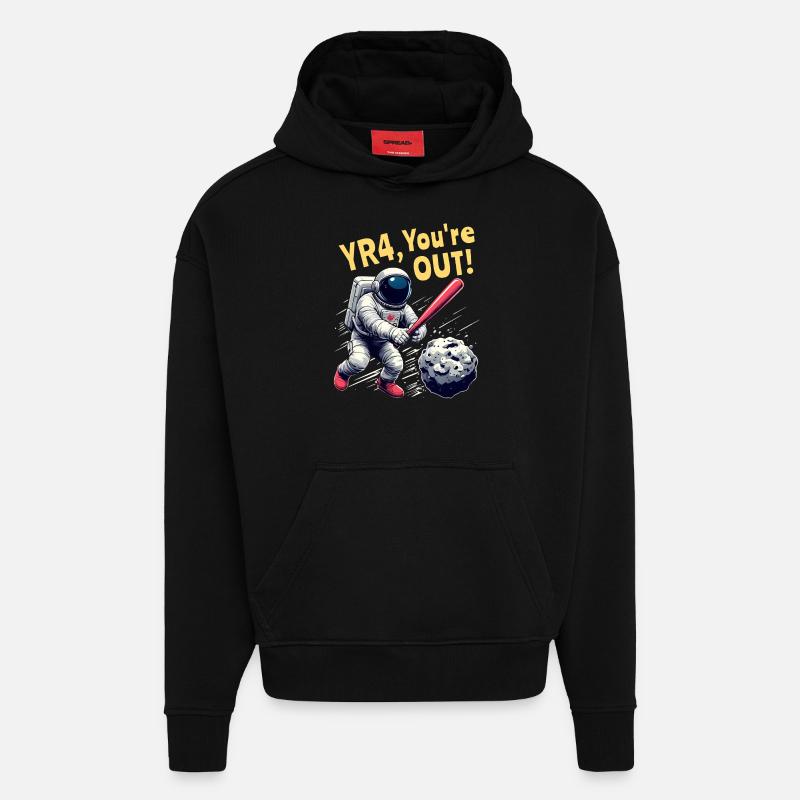 Astéroïde R4 2032 - Défense spatiale - Sweat à capuche bio épais oversize fabriqué en UE - SOLID BLACK
