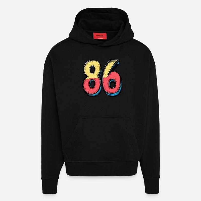 Bande dessinée 86 numéros - Sweat à capuche bio épais oversize fabriqué en UE - SOLID BLACK
