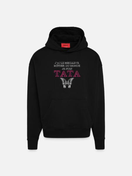 Je suis Tata - Sweat à capuche bio épais oversize fabriqué en UE - SOLID BLACK