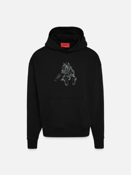 Cane Corso Italiano - Sweat à capuche bio épais oversize fabriqué en UE - SOLID BLACK