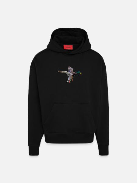 Duck - Sweat à capuche bio épais oversize fabriqué en UE - SOLID BLACK