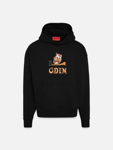 Owl Odin - Hoodie- made by SPREAD - SOLID BLACK