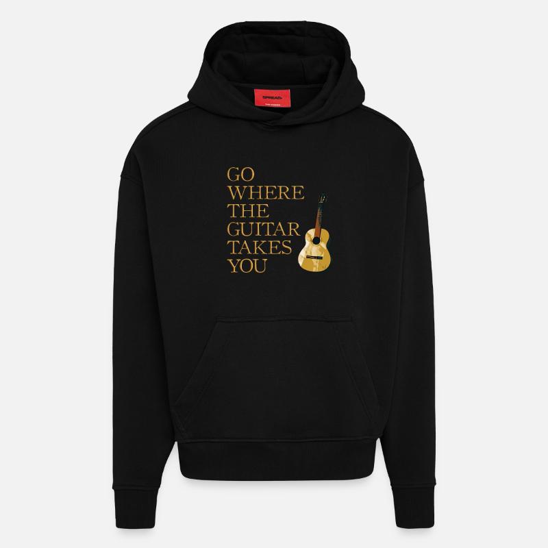 Guitars way - Hoodie- made by SPREAD  - SOLID BLACK