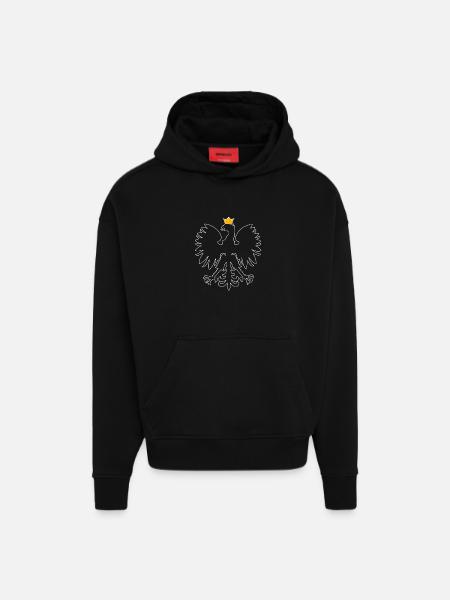 Poland Polska Polish coat of arms Patriotism eagle - Hoodie- made by SPREAD  - SOLID BLACK