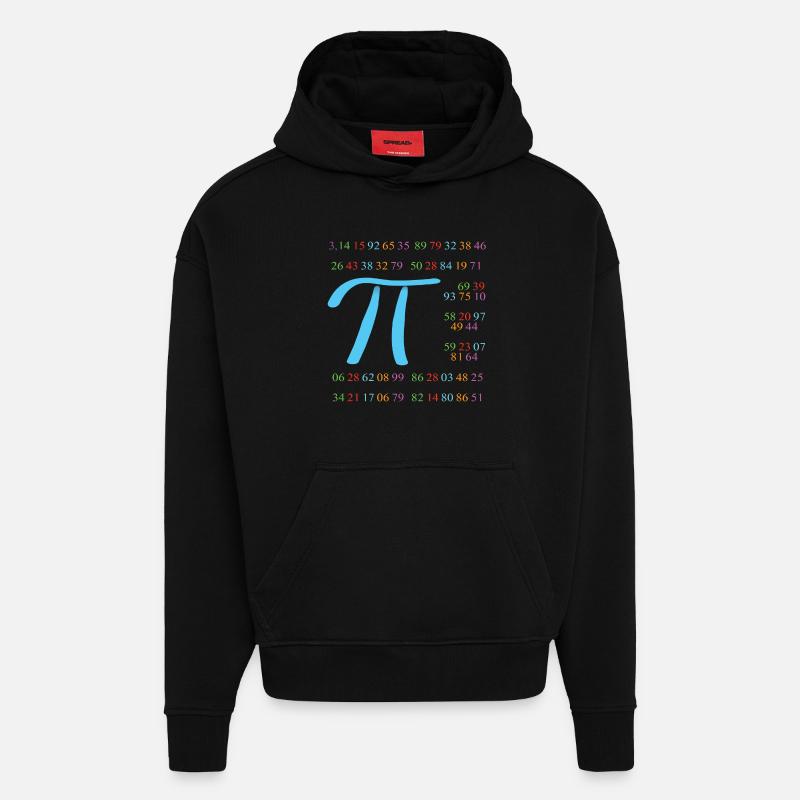 Pi avec 110 décimales - Sweat à capuche bio épais oversize fabriqué en UE - SOLID BLACK