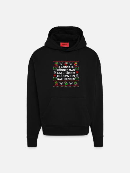 Glühwein nachdenken - Hoodie- made by SPREAD  - SOLID BLACK
