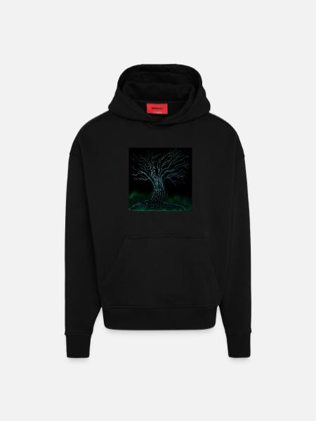 Binaer Benär tree - Hoodie- made by SPREAD  - SOLID BLACK