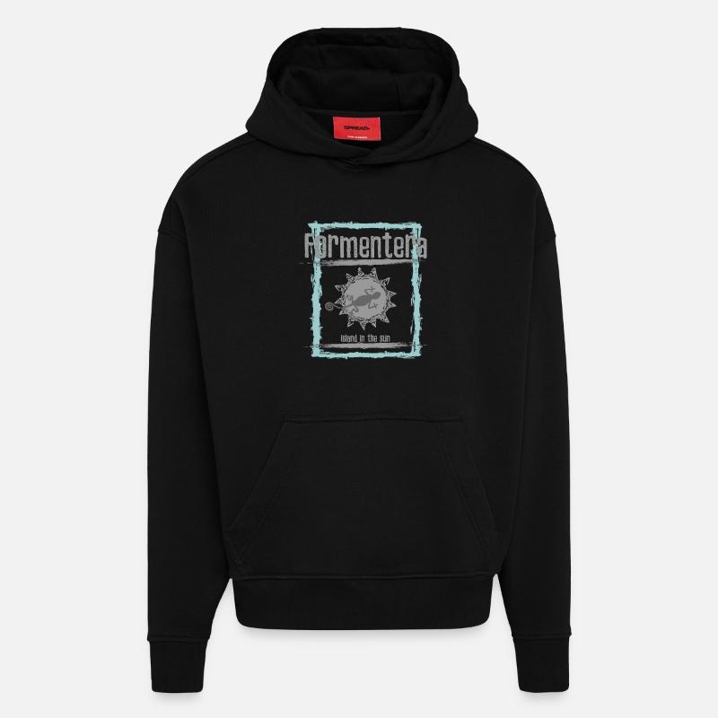 Formentera Sun Island Design - Sweat à capuche bio épais oversize fabriqué en UE - SOLID BLACK