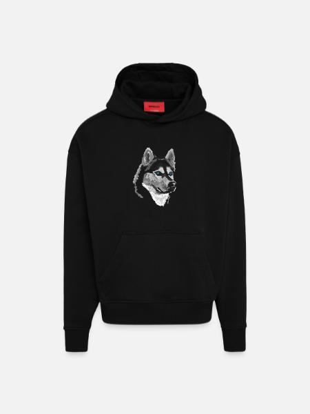 Husky - Sweat à capuche bio épais oversize fabriqué en UE - SOLID BLACK