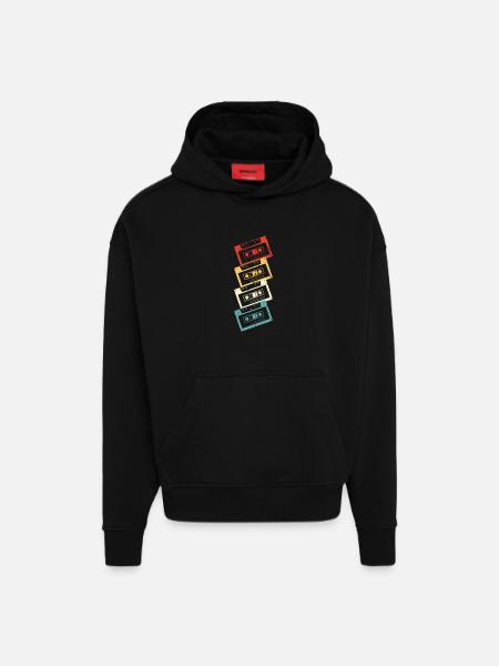 80s music - Hoodie- made by SPREAD  - SOLID BLACK