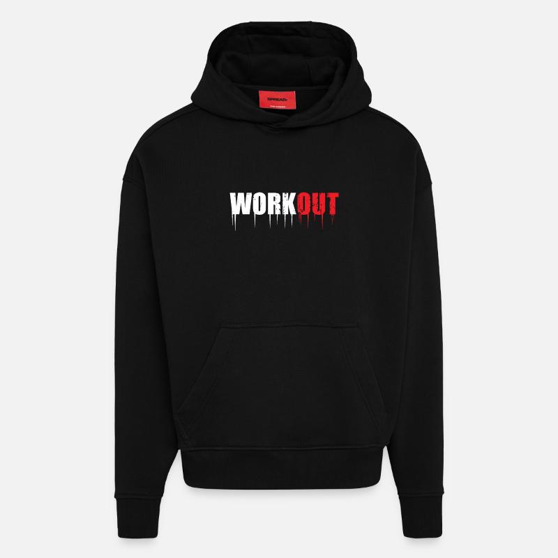 workout - Hoodie- made by SPREAD  - SOLID BLACK