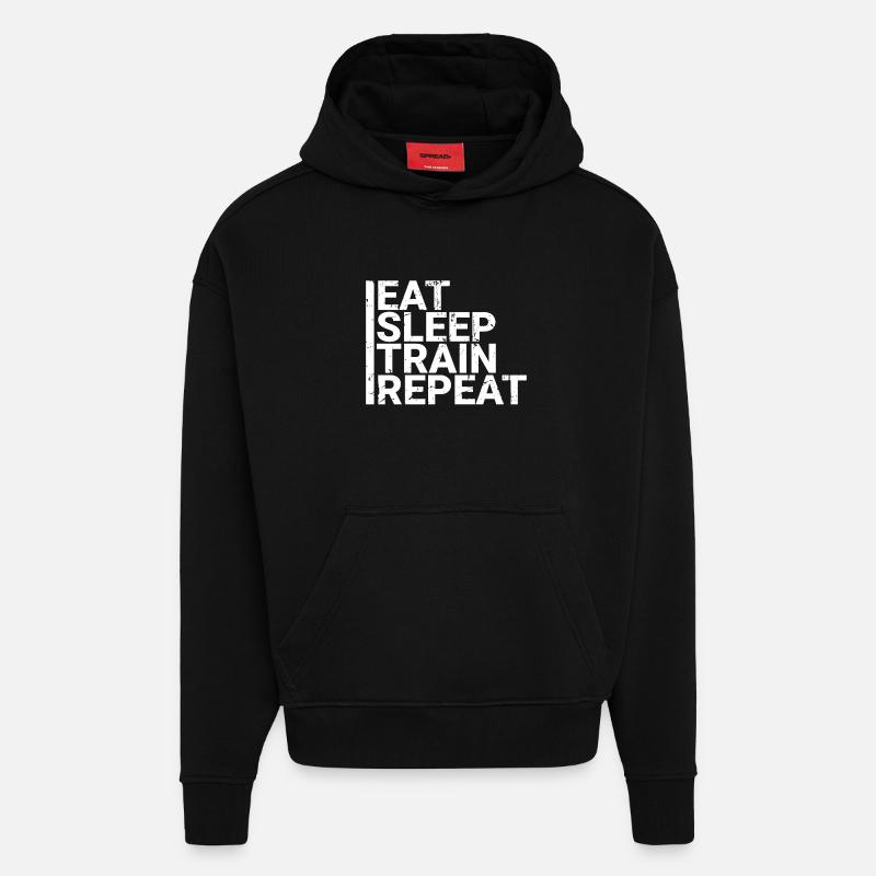 Eat Sleep Train Repeat - Hoodie- made by SPREAD  - SOLID BLACK