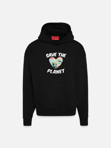 Save The Planet - Hoodie- made by SPREAD  - SOLID BLACK