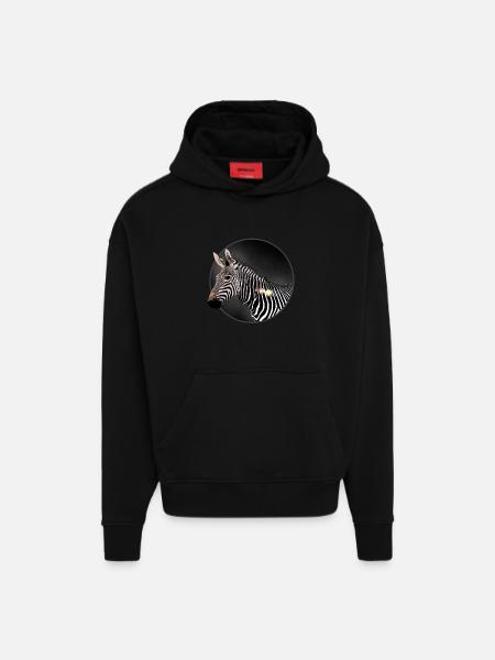 zèbre - Sweat à capuche bio épais oversize fabriqué en UE - SOLID BLACK
