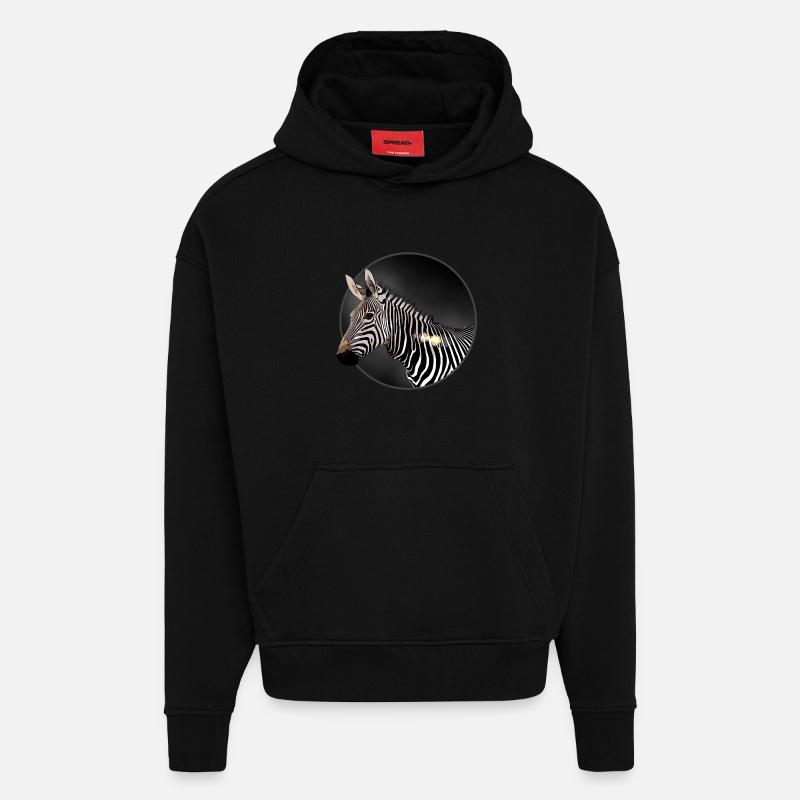 zebra - Hoodie- made by SPREAD  - SOLID BLACK