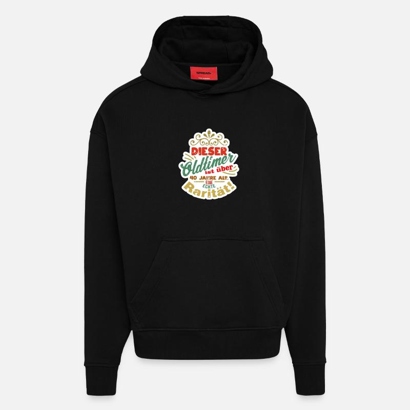 40 ans - Sweat à capuche bio épais oversize fabriqué en UE - SOLID BLACK